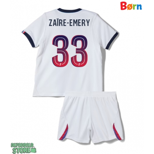 Paris Saint-Germain Warren Zaire-Emery #33 Replika Babytøj Udebanesæt Børn 2026-27 Kortærmet (+ Korte bukser)